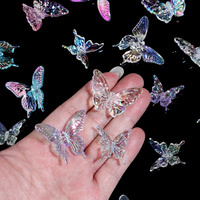 10Pcs Acrylic Butterfly Pendant Beads Color Coated Butterfly Charms With Hole Beads DIY Handicrafts Supplies Home Decoration