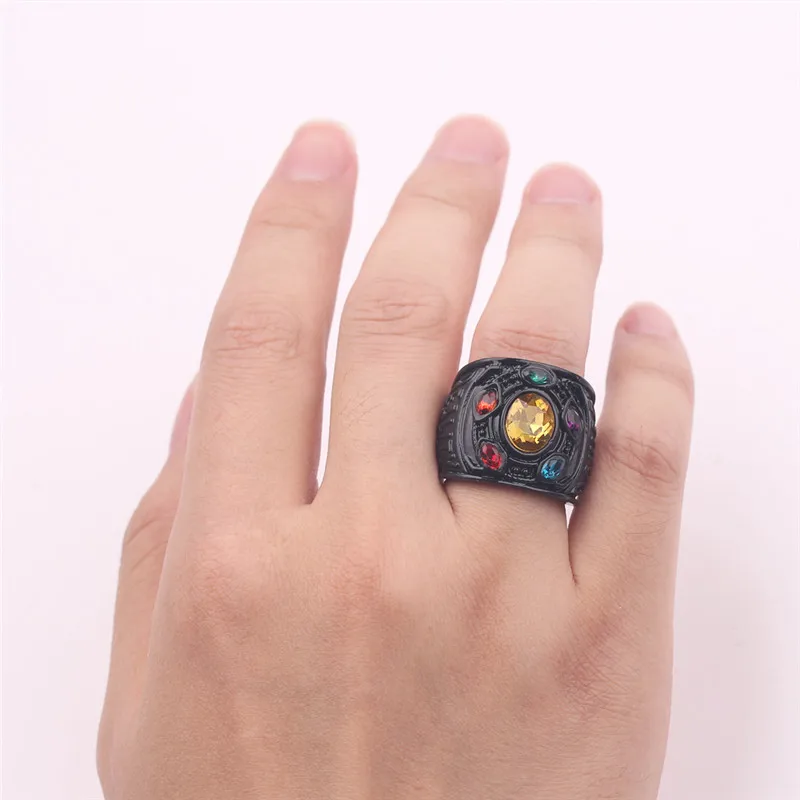 Marvel The Avengers Thanos Ring for Men, Luxury Black Charm Accessories, Metal Rings, Cosplay Fashion, Simple Jewelry