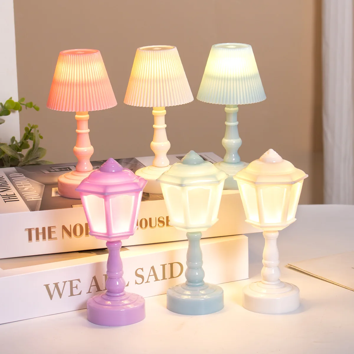 Geometric Flower Bud Button Battery LED Table Lamps Desk Night For Bedroom Dining Touch Night Light Simple Modern Decoration