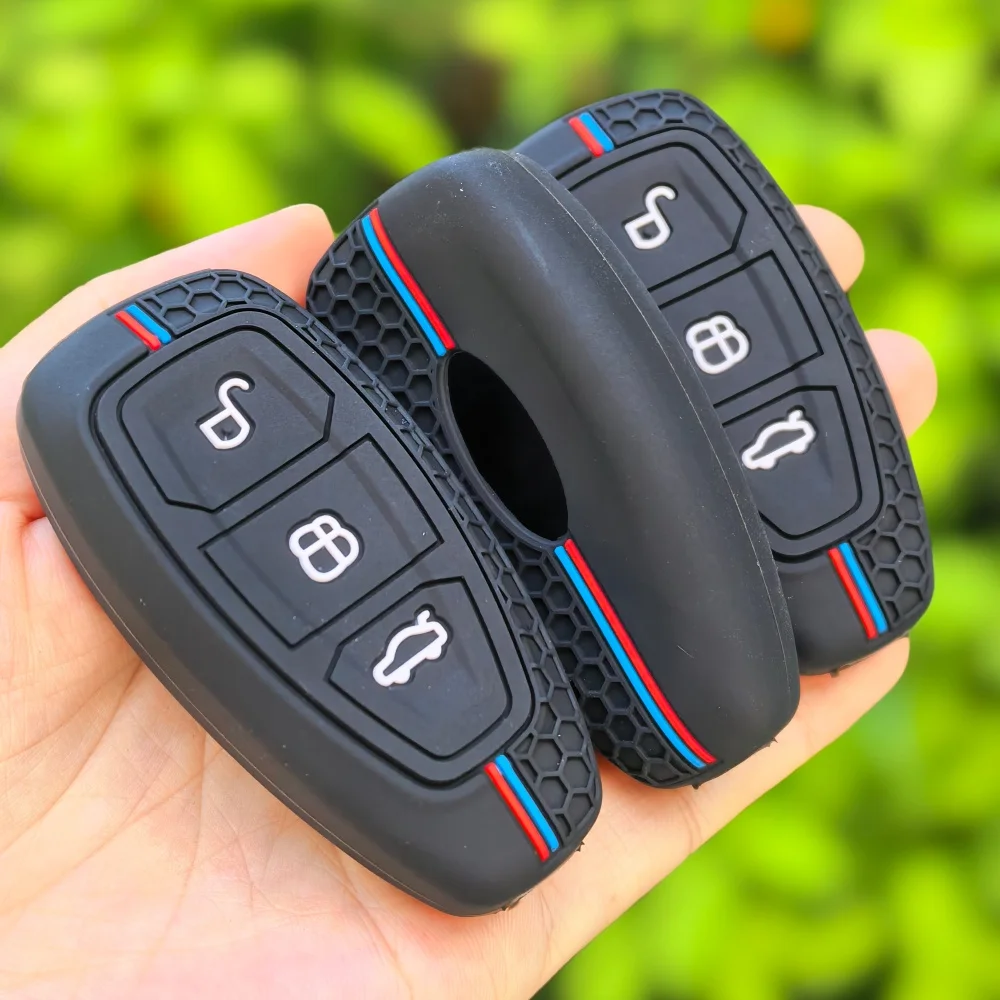 3 Buttons Silicone Car Key Case For Ford C-Max Mondeo Kuga Fiesta Titanium Ford Focus 3 4 ST MK3 MK4 Key Fob Cover Case Bag view 4
