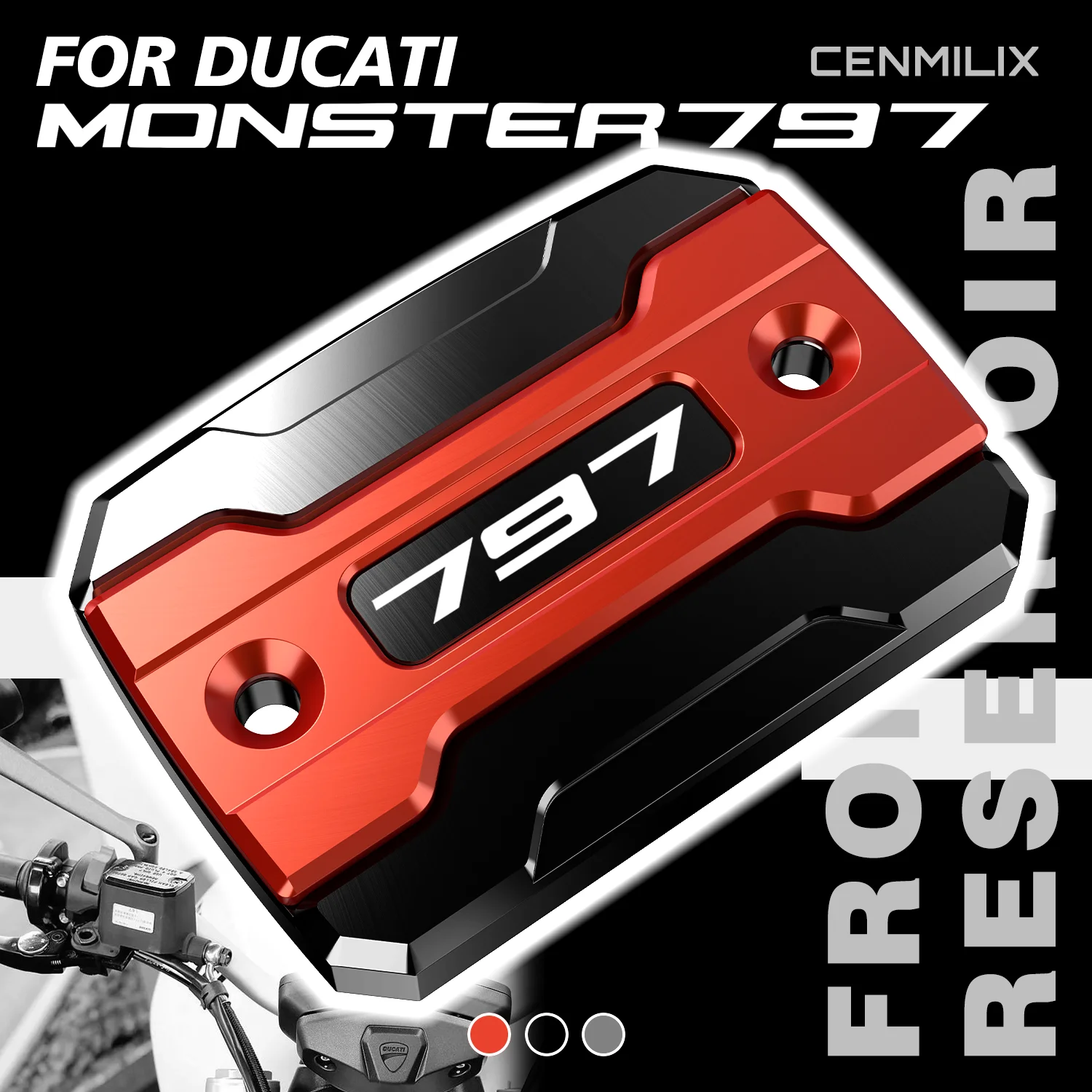 For DUCATI MONSTER 797 Monster797 2017-2019 Accessories Motorcycle Front Brake Fluid Reservoir Cover Cap Master Cylinder Cap CNC