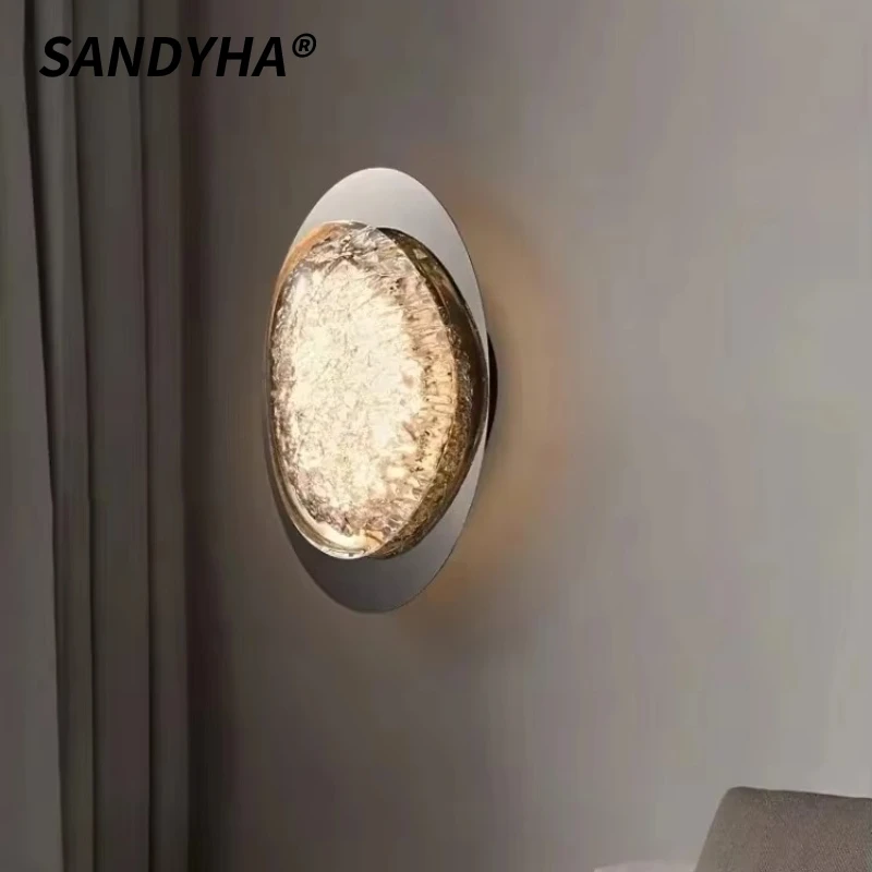 

SANDYHA Modern LED Wall Lamp Ice Soul Craft Acrylic Bedside Light Bedroom Living Room Foyer Hallway Home Decoration Lighting