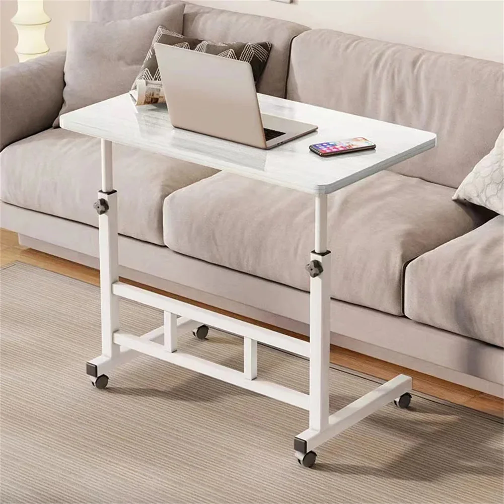Mobile Computer Desk For Small Space, Adjustable Height Rolling Work Desk, Portable Standing Writing Desk With Wheels For Home O