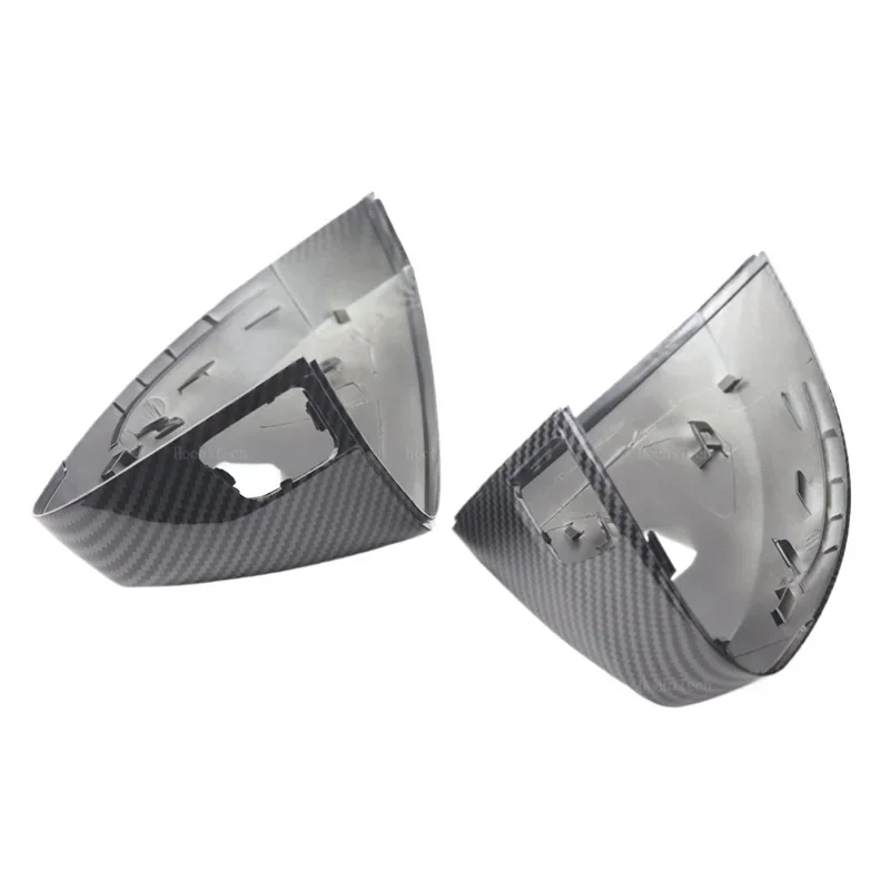 Black Carbon Fiber Pattern Mirror Cover Pair for Audi A3 S3 8V RS3 2013-2019 Side Assist Caps Overlay Accessories