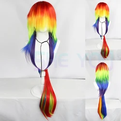 Pony  Rainbow Dash Cosplay Wig Multi Color Heat Resistanct Synthetic Hair Cosplay Costume Wigs + Wig Cap