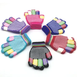 6 Colors Winter Keep Warm Knitted Kids Gloves Children Girl Boys Soft Non-slip Full Finger Mittens Wrist Gloves Wholesale