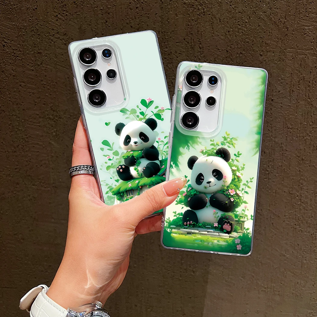 

Back Cover For Samsung Galaxy S22 S23 S24 Plus S25 Ultra Case Flower Cute Panda Shockproof Phone Case