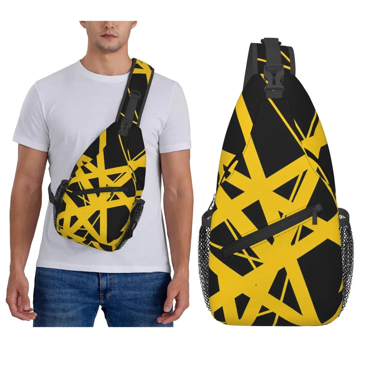Evh Stripes حقيبة الصدر الرجال حبال Crossbody على ظهره حقيبة الصدر السفر المشي لمسافات طويلة Daypack حقيبة الكتف