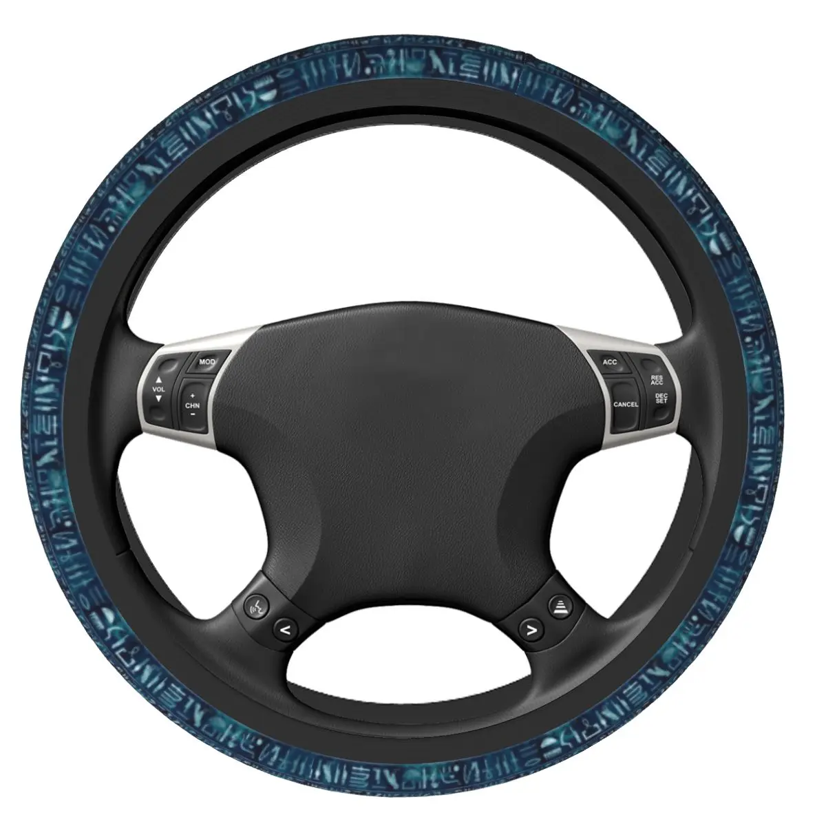 Egyptian Ancient Hieroglyphs Silver Blue Car Steering Wheel Cover 37-38 Anti-slip Suitable Car-styling Car Accessories