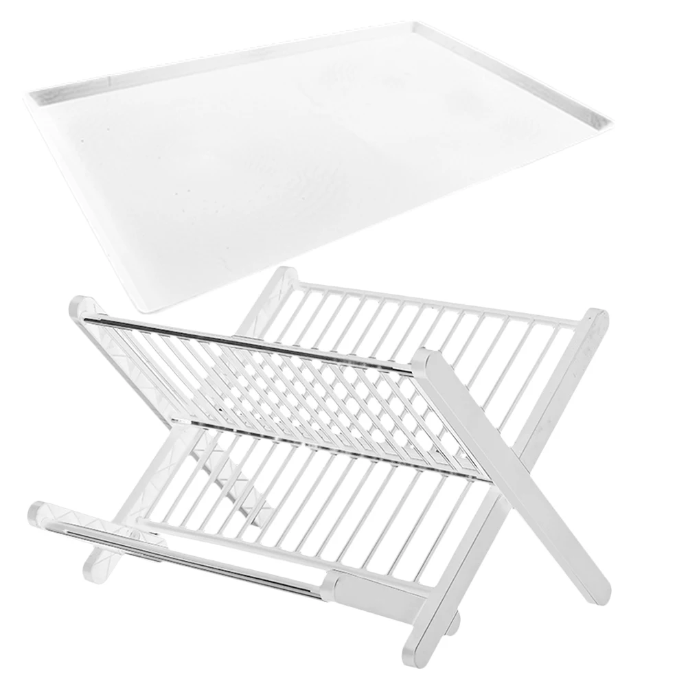 Foldable Kitchen Dish Drainer Dish Drying Large Capacity Bowl Storage White Counter Dishes Rack For Kitchen Drainage Practical