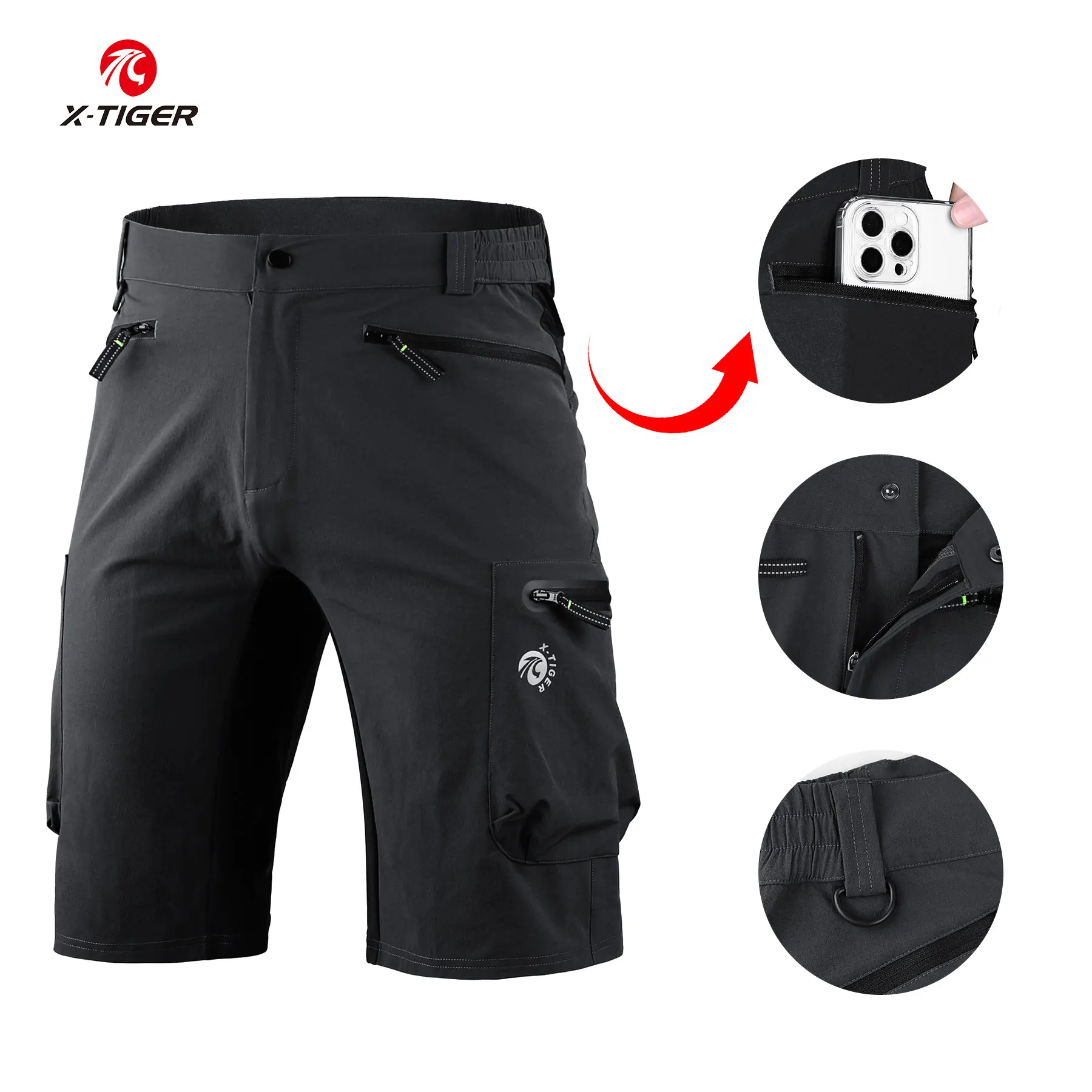 X-TIGER MTB Bike Shorts Multi-Pockects With Back Pocket Breathable Road MTB Shorts Outdoor Sports Waterproof Cycling Short Pants
