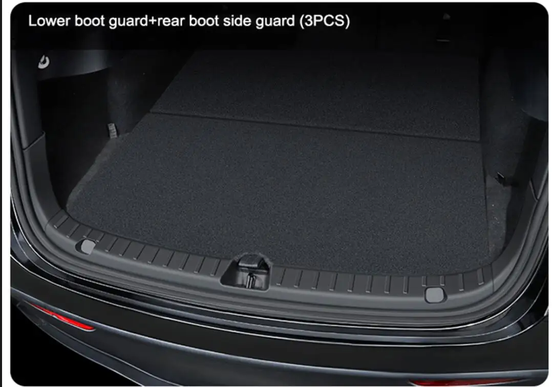 For Tesla Model Y 2021-2023 Trunk Sill Plate Protector TPE Rubber Boot Loading Guards Cover ABS Trunk Side Protection Covers