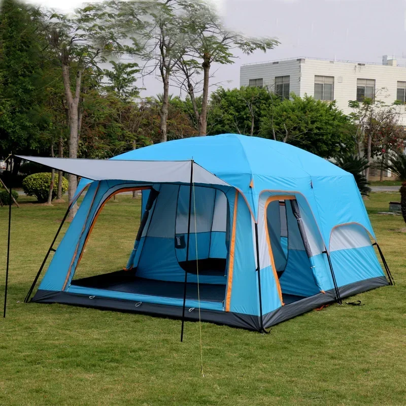 outdoor large luxury double layer euro 6 8 10 12 people 2 rooms camping tents For family