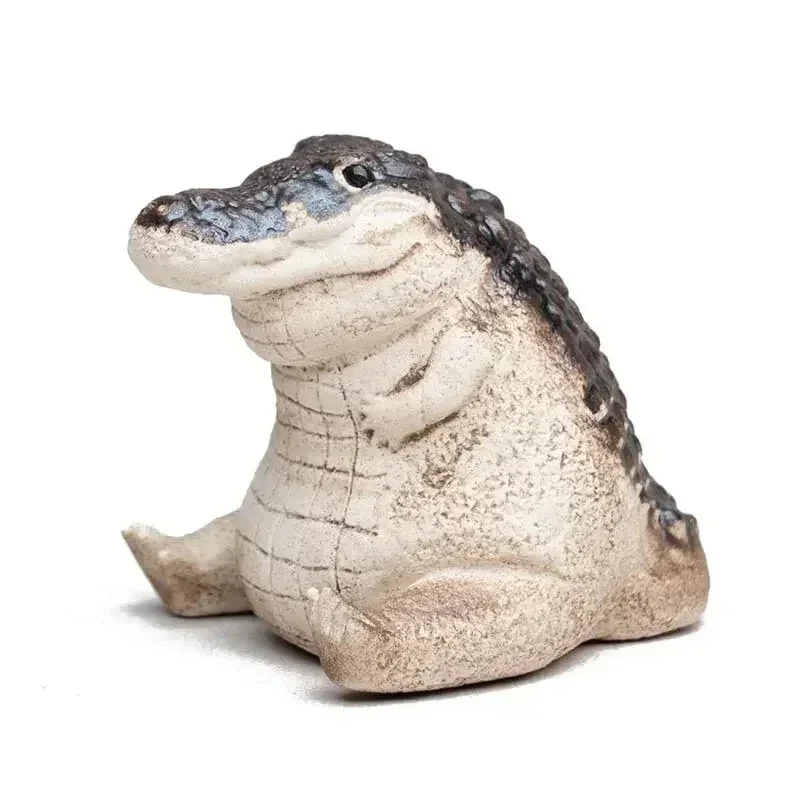 Handmade Small Crocodile Tea Pet Boutique Tea Ceremony Ornament Tea Game Figure Financial Wealth Gift for Tea Table Decor