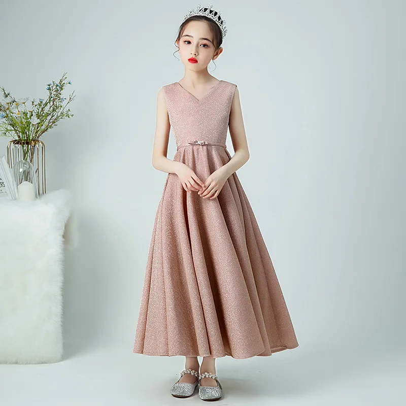 

Girls' birthday party Evening gown Long dress Children's violin dress Big child host piano costume