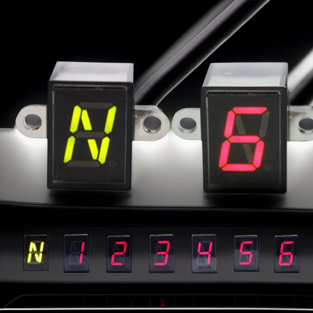 

Universal Motorcycle Speedometer - Waterproof 5/6 Gear Indicator Red LED Display with Sensor