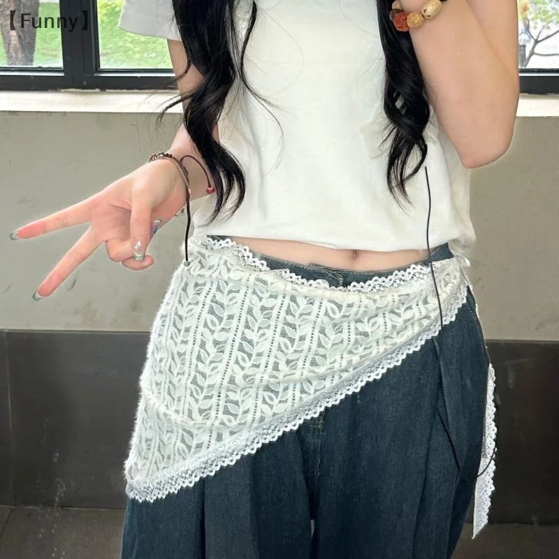 

Triangle Short Skirt Half Skirt Butt Curtain Skirt Lace Trim Apron Trendy Headscarf Versatile Headband Hair Band Hair Accessory