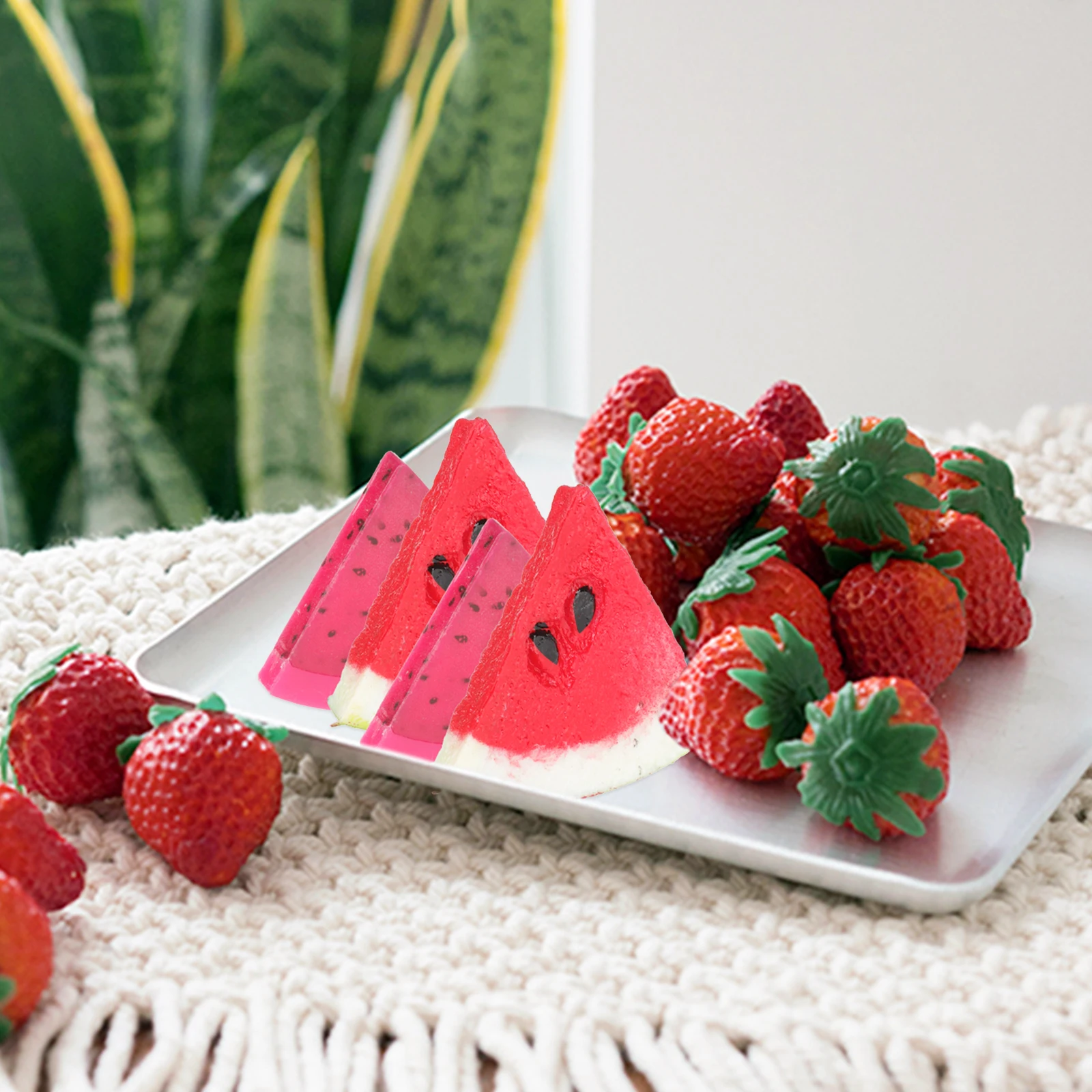 

1 Set Watermelon Slice Pitaya Slice Ornament Simulated Fruit Decoration Kitchen Props Home Office Mall Decor Educational For