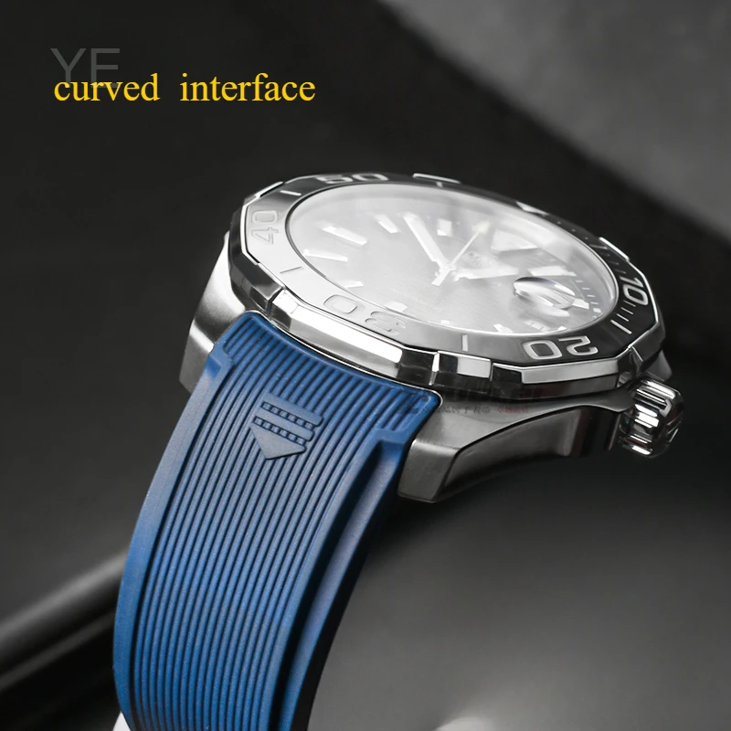 Flexible Lightweight Silicone Watch Strap for Heuer Tag Aquaracer Series Waterproof Firm Arcuate Interface Watchband 22mm