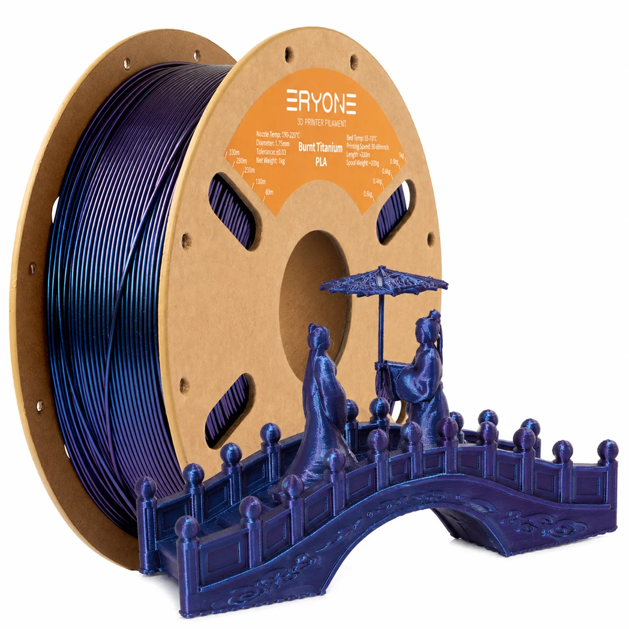 ERYONE Burnt Titanium PLA Filament 3D Printer PLA Filament 1.75mm +/- 0.03mm, Glitter PLA Filament