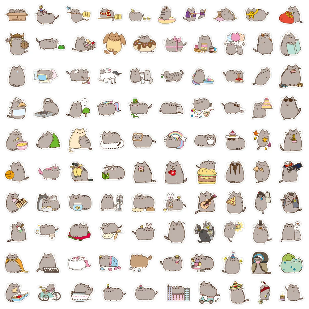 100 Stück Cartoon Niedliche Pusheen Kreative Persönliche Doodle Dekorative Aufkleber – Detail 3