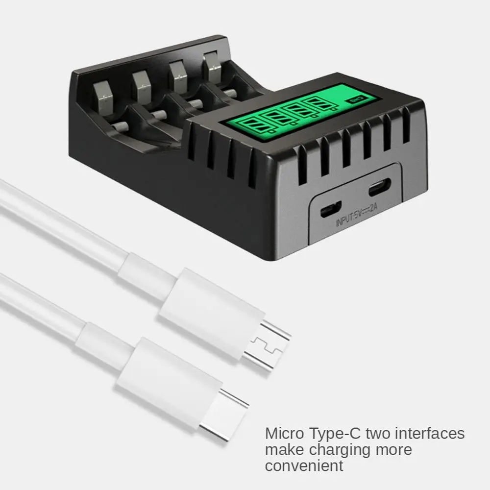 Intelligent Battery Charger With LCD Display 4 Slots Smart Fast Charging For 1.2V AA/AAA Ni-CD Ni-MH Rechargeable Battery