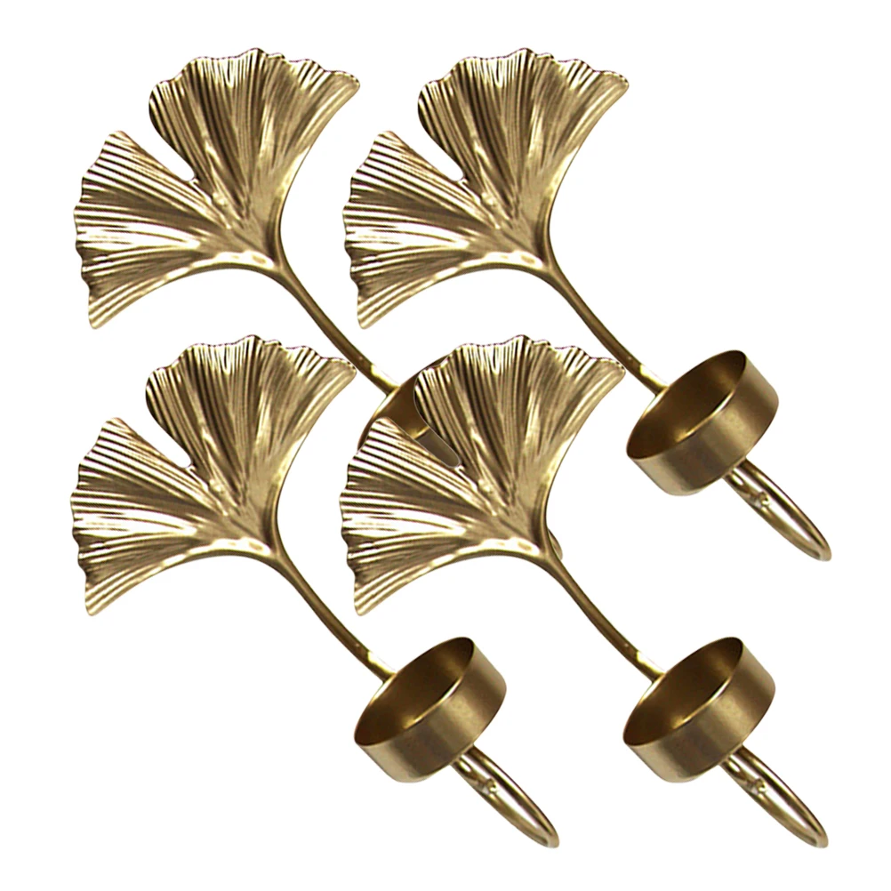 

4 Pcs Wall Hanging Holder Leaf Sconces Tealight for Candles Bedroom Decor Lovely Iron Decoration Metal