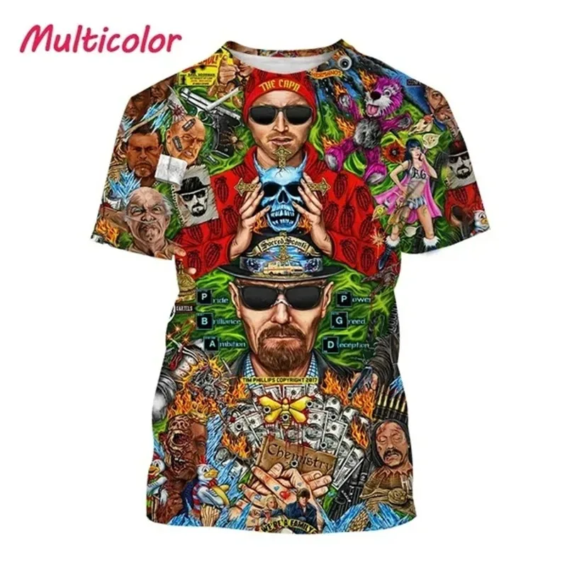 US TV series Breaking Bad 3D Print clothing Short Sleeve Tshirt Oversized Tops Quick-drying Tee Workout Tshirt casual streetwear