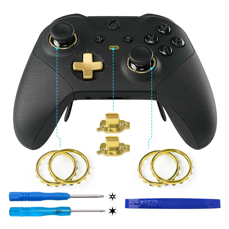 Chrome Accent Rings for Xbox One Elite Series 2 Elite 2 Controller, Replacement Parts Accessories Profile Switch Buttons 2 Sets