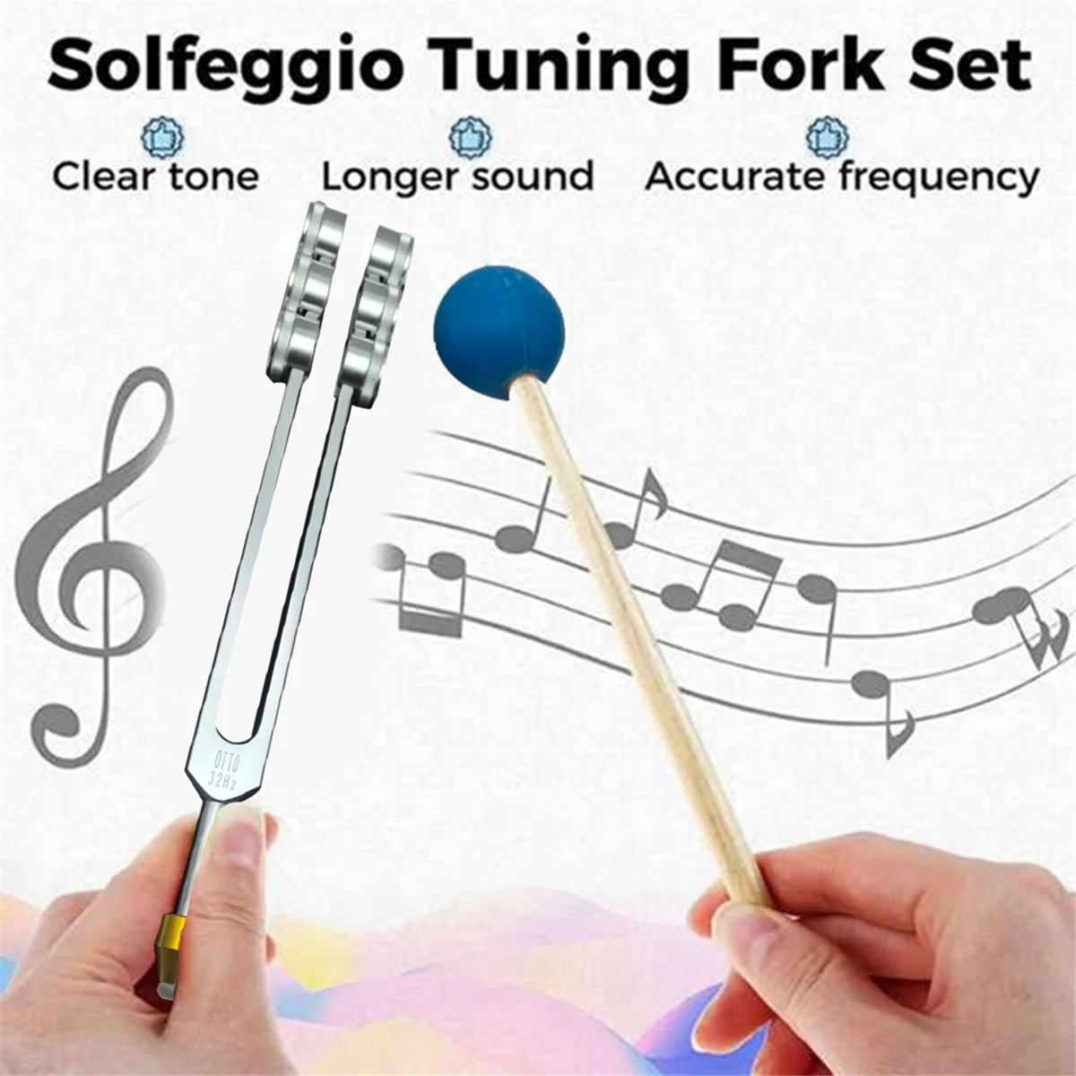 Otto32hzチューニングフォークセット、チャクラの癒し、サウンドセラピー、体、心、精神、完璧な調和のためのベース付き