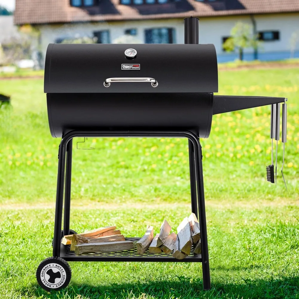 30 inch barrel charcoal grill, outdoor barbecue grill, cooking space for backyard, terrace, and parties