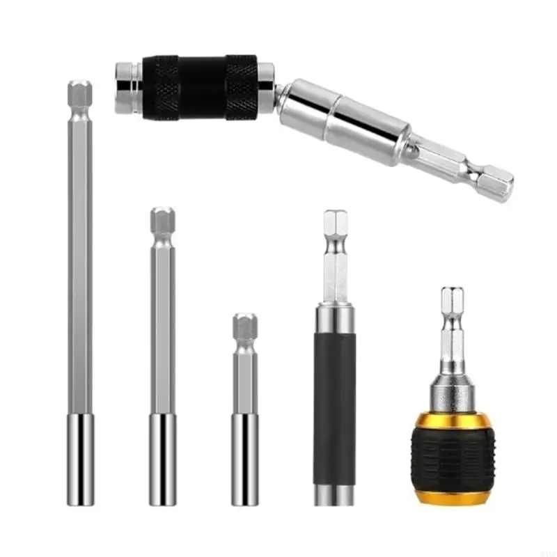 

M4YC 6Pcs Drill Bit Holder Extension Flexible Swiveling Bit Tip Holder Rod Set Chucks Adapter Extender Pivoting