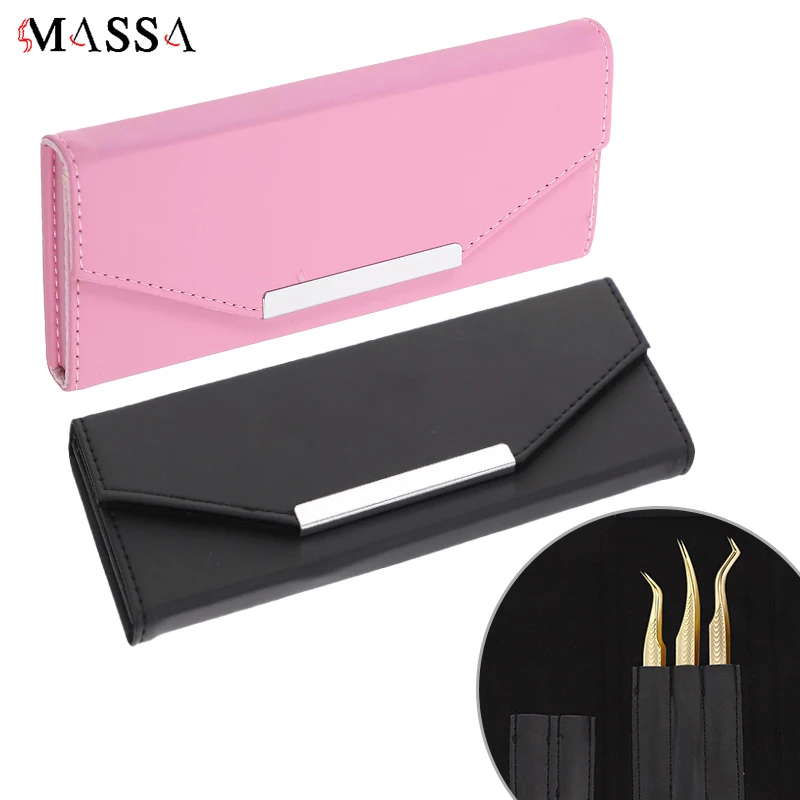MASSA Wimpern Verlängerung Pinzette Lagerung Tasche Leder Tragbare Organizer Fall Falsche Wimpern Werkzeug Organizer Wimpern Zubehör
