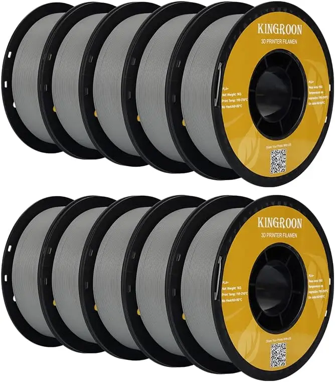 

PLA Plus 3D Printer Filament 10 Rolls 1.75mm Gray, Dimensional Accuracy +/- 0.03mm, 10kg Spool