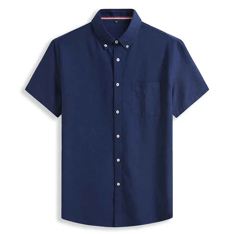 

New Plus Size Summer Fashion Men's Short Sleeve Cotton Social Shirts Soild Soft Comfortable Men Brand Slim Fit Shirt JJ1554