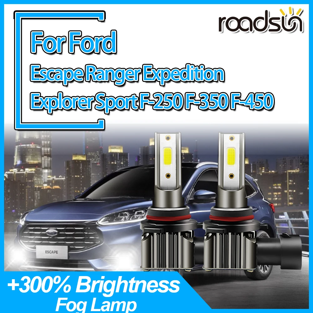 2PCS LED Car Bulbs 20000LM  Fog Lights 200W 12v Plug&Play For Ford Escape Ranger Expedition Explorer Sport F-250 F-350 F-450