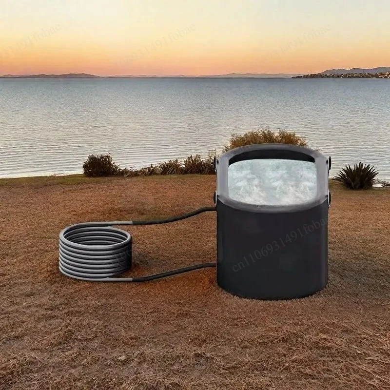 Portable Wood Fire Hot Tub, Inflatable Stainless Steel Hot Tub with Coil, Suitable for Camping Outdoor Sports Rehabilitation