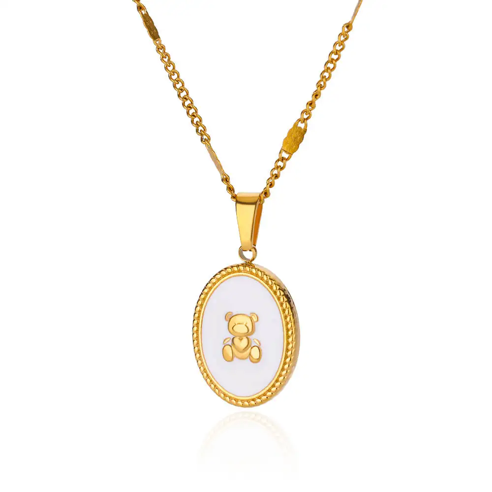 Stainless Steel Round Necklace For Women Vintage Gold Color Scallop Pendant Chain Choker Necklace 2024 Trend Party Jewelry
