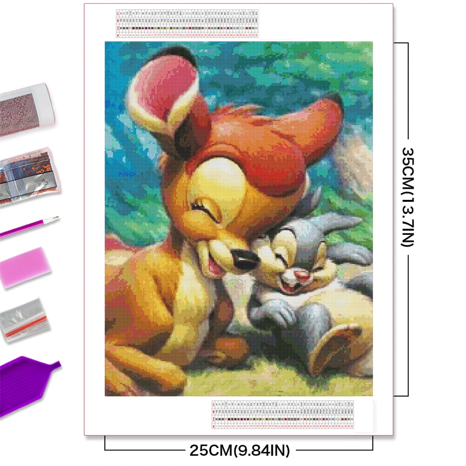 Disney Princess 5D Diamond Painting Winnie The Pooh Full Drill Mosaic Bambi DIY Cross Stitch Embroidery Zootopia Home Decoration