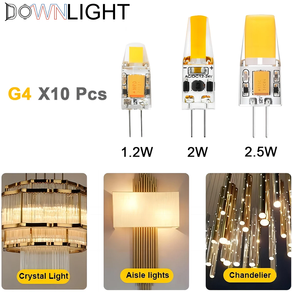 10PCS 12V AC/DC G4 COB Lamp LED AC/DC 12V Corn Light 1.2W 2W 2.5W Spotlight Chandelier Bulb Replace Halogen Lamps