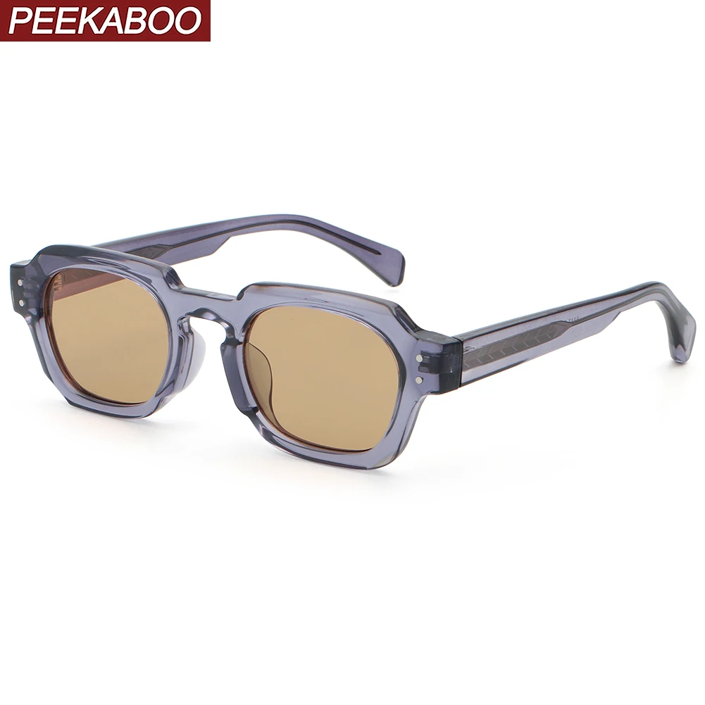 

Peekaboo black square frame sunglasses retro women acetate brown grey male sun glasses uv400 unisex accessories men 2024
