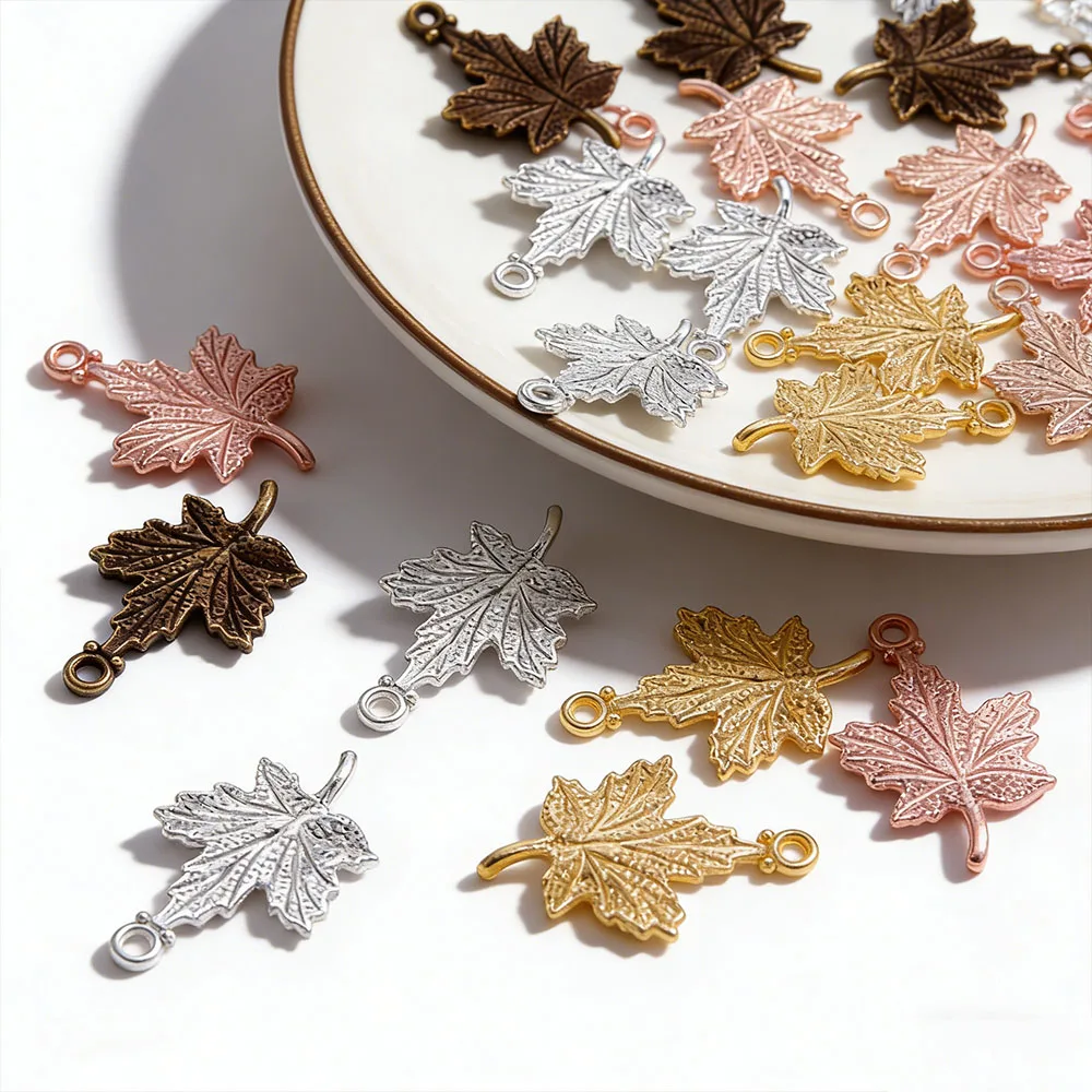 

50pcs Vintage Carved Maple Leaf Pendant Unique Unisex Fashion Leaf Earring Bracelet Necklace Supplies DIY Jewelry Making Finding