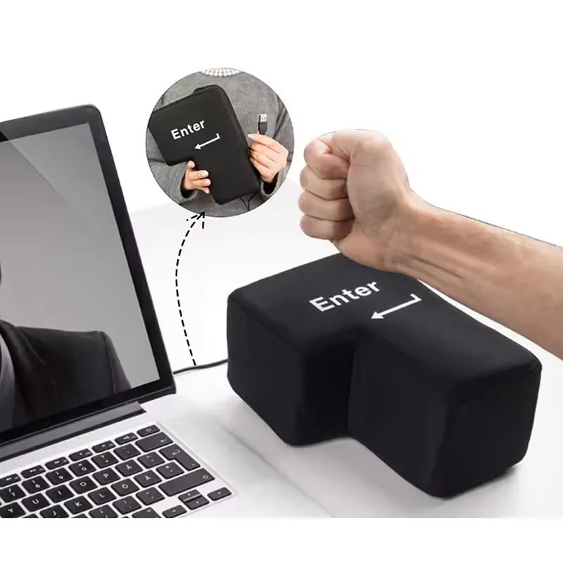 Anti-Stress Computer Huge Enter Key Big Giant USB Enter Key Keyboard Vent Button Desktop Pillow Accessories Decompression Toys