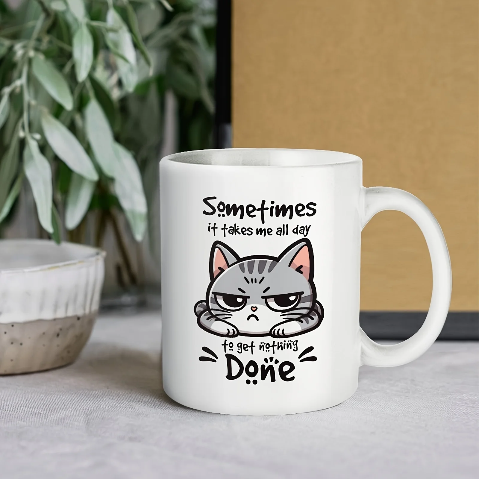 

Керамическая кружка с креативным узором, 1 шт., 11,1 унции/330 мл, иногда если подделка меня на весь день, портативная кофейная чашка с буквенным принтом, подарок для подруги