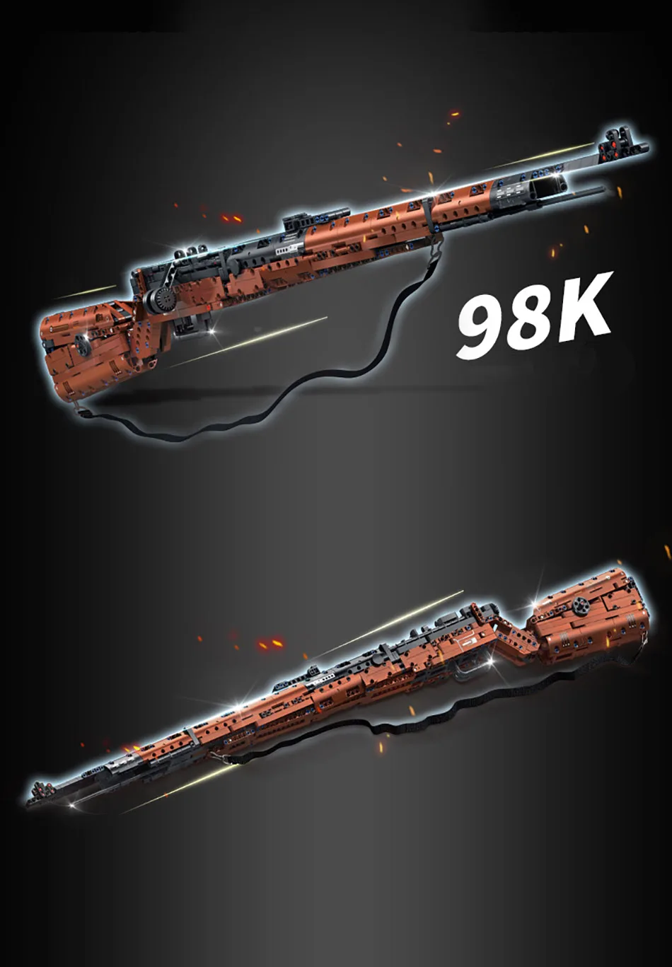NEUES MOC WW2 Militär-Serie 1206-teiliges Kar98k Gewehrmodell Baustein-Set Montage 98K Modell Bausteine Spielzeug für Erwachsene Geschenk – Detail 2