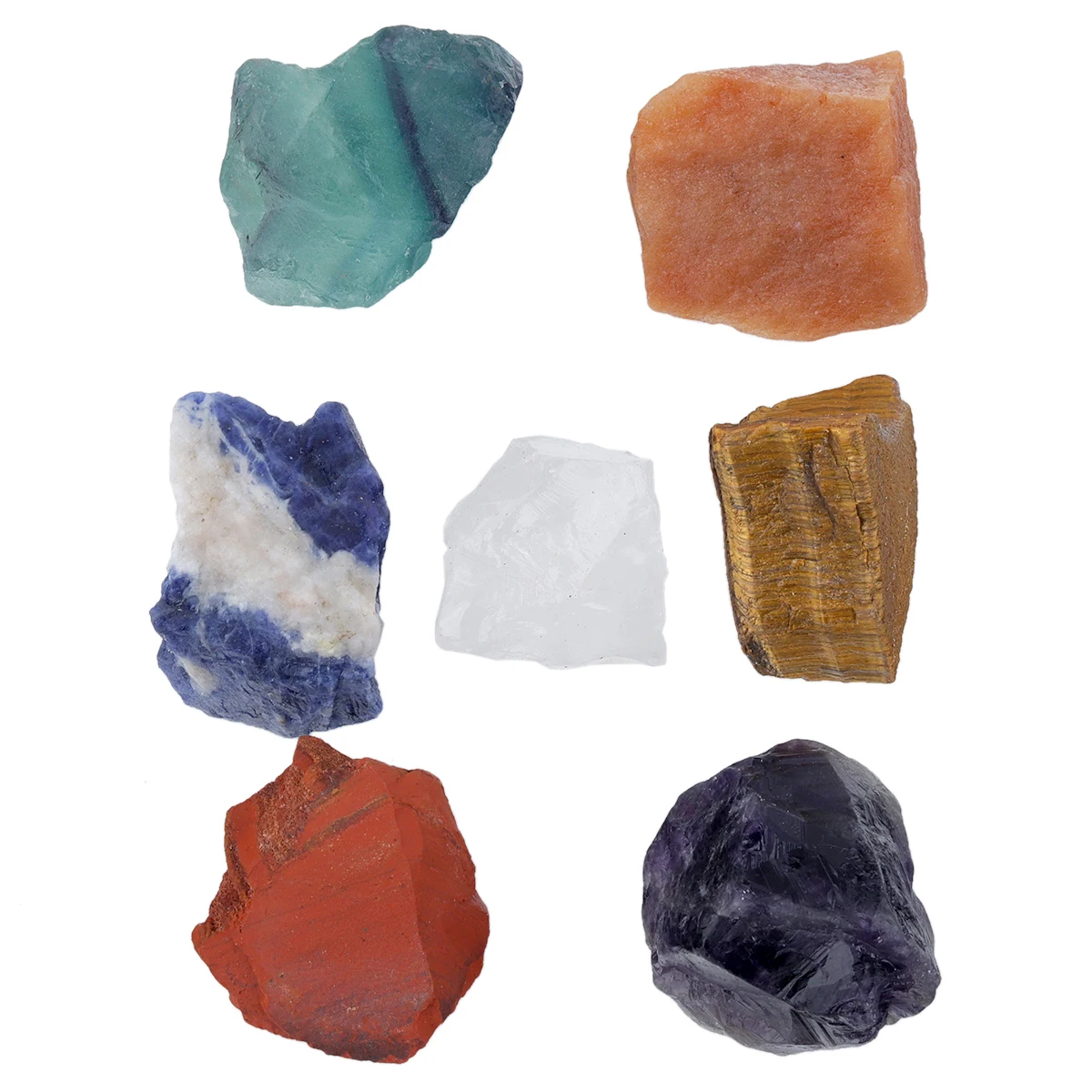 7pcs/set Natural Rough Crystal Stone Kit Healing 7 Chakra Gemstone Minerals For Meditation Balancing