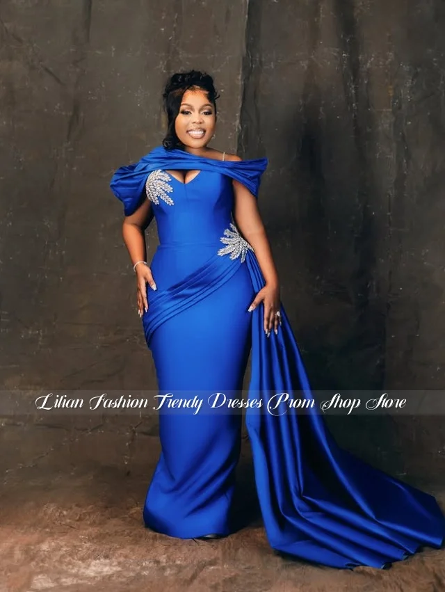 Customized Sapphire Blue Glamorous Wedding Dress for Black Women Luxurious Fitted Bridal Gown Formal Evening Gown Engagement Dre