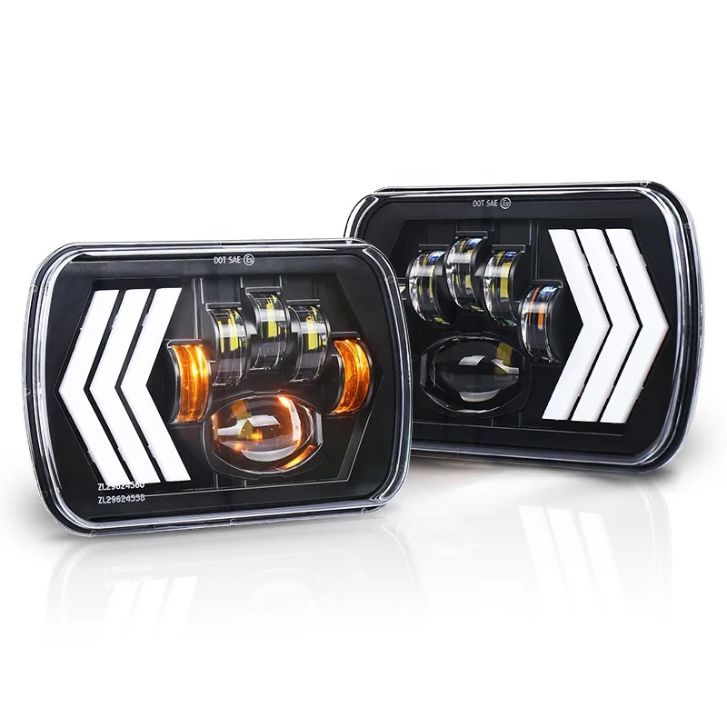 

7x6 Headlights with DRL Sequential Turn Signal 5X7 Led Headlight for Wrangler YJ XJ Toyota GMC H6054 H5054 H6054