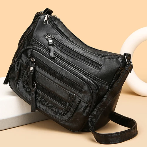 Imagen 2 del producto Monederos y bolsos de lujo de cuero suave para mujer, bolsos de diseñador, bolso cruzado de hombro para mujer, calidad femenina, 2024