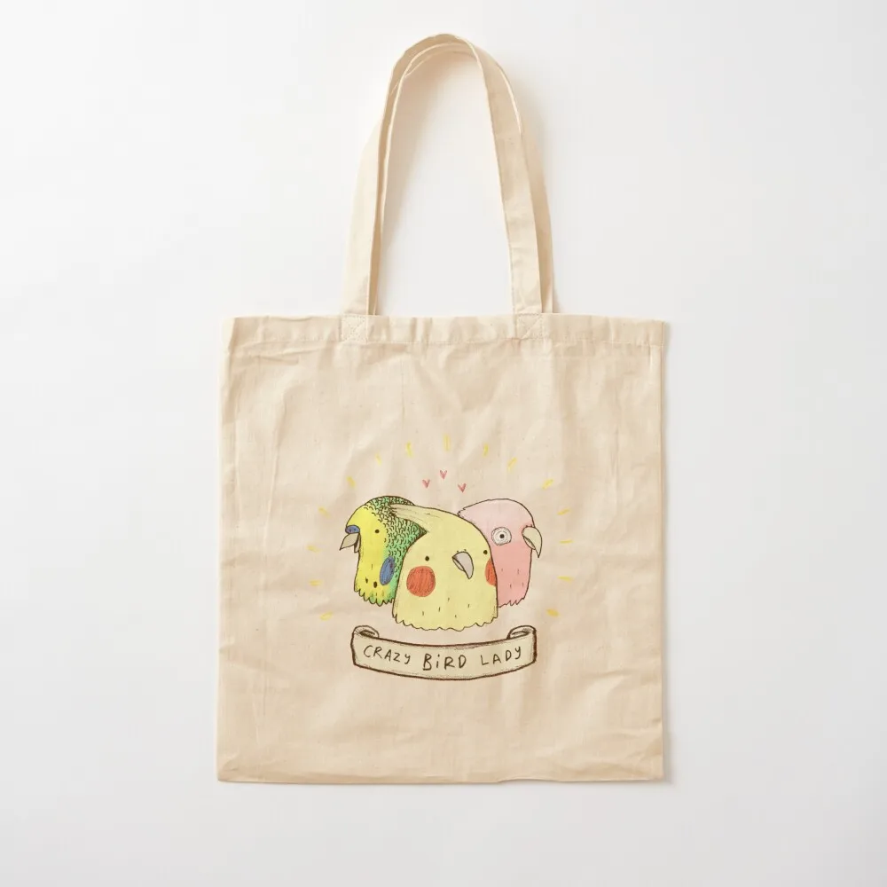 

Crazy Bird Lady Tote Bag cute pouch bag sacs de shopping free delivery bags shopping bags foldable Canvas Tote Bag